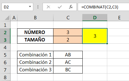 Funci%c3%b3n COMBINAT en Excel - Función COMBINAT en Excel