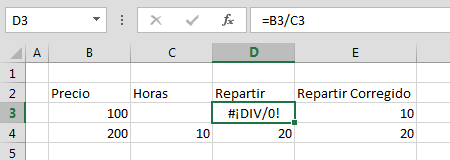 Funci%c3%b3n SI.ERROR en Excel Ejemplo1 - Función SI.ERROR en Excel