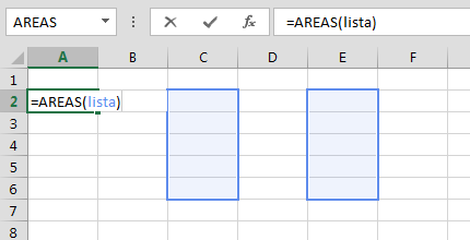 Funci%c3%b3n Areas en Excel Ejemplo1 - Función AREAS en Excel