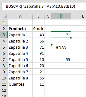 Funci%c3%b3n BUSCAR en Excel Ejemplo1 - Función BUSCAR en Excel