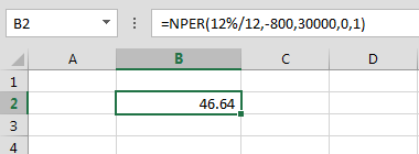 Funci%c3%b3n NPER en Excel Ejemplo 1 - Función NPER en Excel