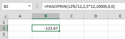 Funci%c3%b3n PAGOPRIN en Excel Ejemplo - Función PAGOPRIN en Excel