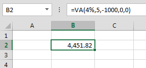 Funci%c3%b3n VA en Excel Ejemplo - Función VA en Excel