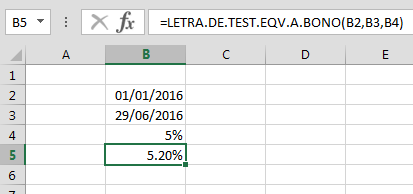 Ejemplo Funci%c3%b3n LETRA.DE .TEST .EQV .A.BONO en Excel - Función LETRA.DE.TEST.EQV.A.BONO en Excel