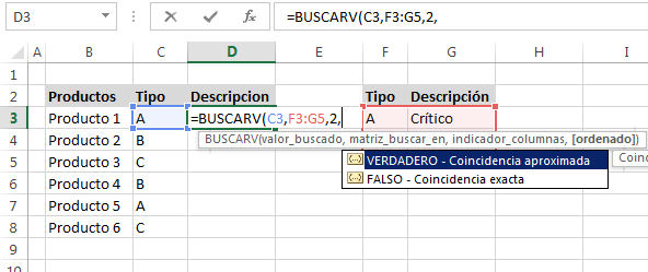 Ejemplo 3 BUSCARV en Excel - Función BUSCARV en Excel