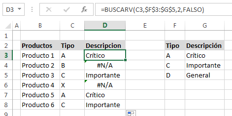 Ejemplo 6 BUSCARV en Excel - Función BUSCARV en Excel