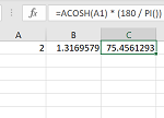Ejemplo Función ACOSH en Excel
