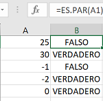 Ejemplo Función ES.PAR en Excel