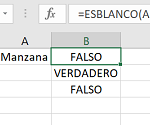 Ejemplo Función ESBLANCO en Excel