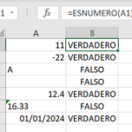 Ejemplo Función ESNUMERO en Excel