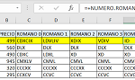 Ejemplo Función Numero.romano en Excel