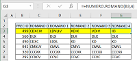 Ejemplo Función Numero.romano en Excel