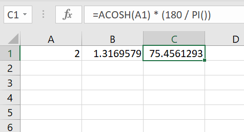 Función ACOSH en Excel