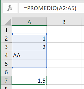 Función PROMEDIO en Excel