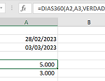 Ejemplo DIAS360 en Excel